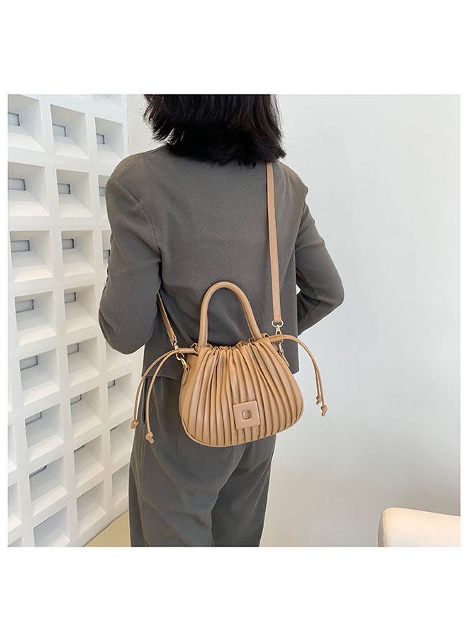 NIBEMINENT - Women's Cute Shell Crossbody Bag Solid Pleated Versatile Body Drawstring Closure Design Mini Handbag - Image 1