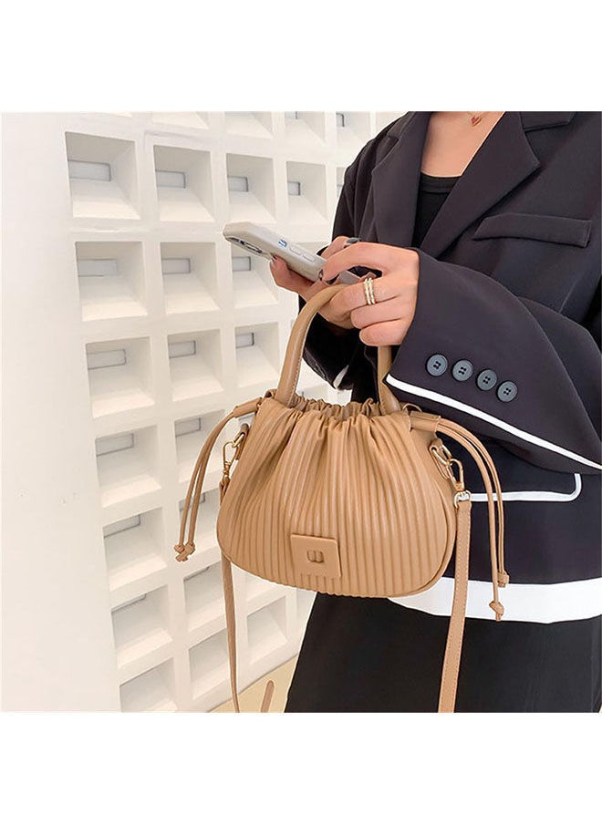 NIBEMINENT - Women's Cute Shell Crossbody Bag Solid Pleated Versatile Body Drawstring Closure Design Mini Handbag - Image 1