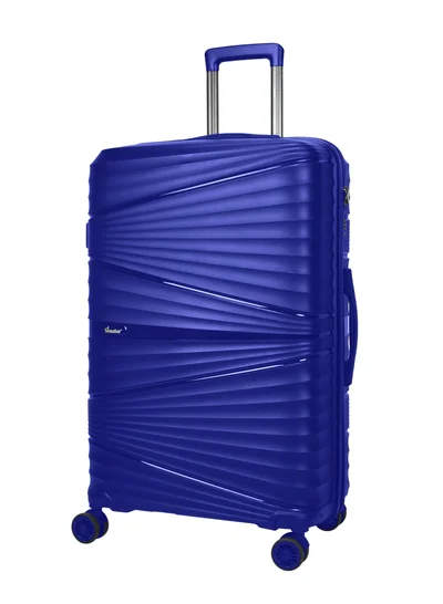 SENATOR Hard Case Medium Checked Luggage Trolley For Unisex Polypropylene Lightweight 4 Double Wheeled Suitcase With Built In TSA Type Lock Travel Bag KH1005 Blue