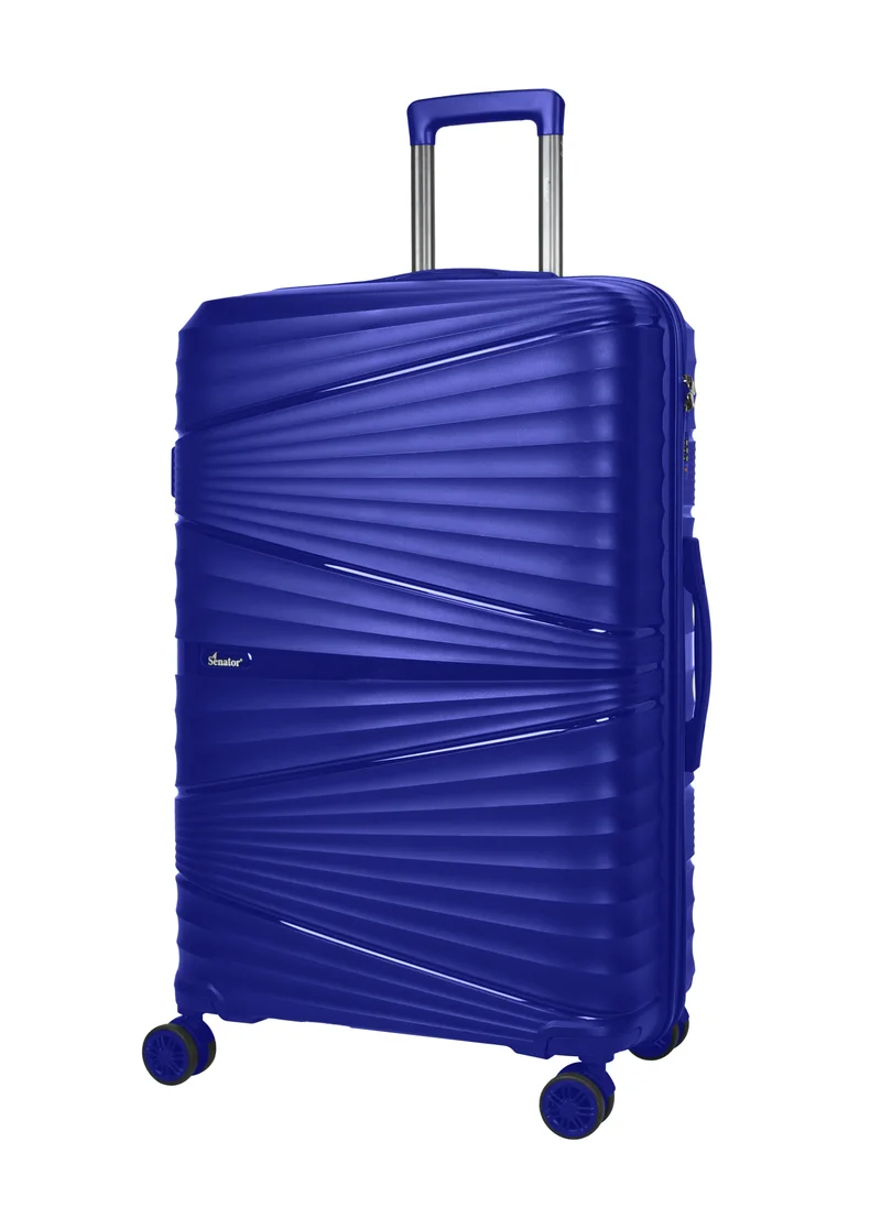سيناتور Hard Case Medium Checked Luggage Trolley For Unisex Polypropylene Lightweight 4 Double Wheeled Suitcase With Built In TSA Type Lock Travel Bag KH1005 Blue
