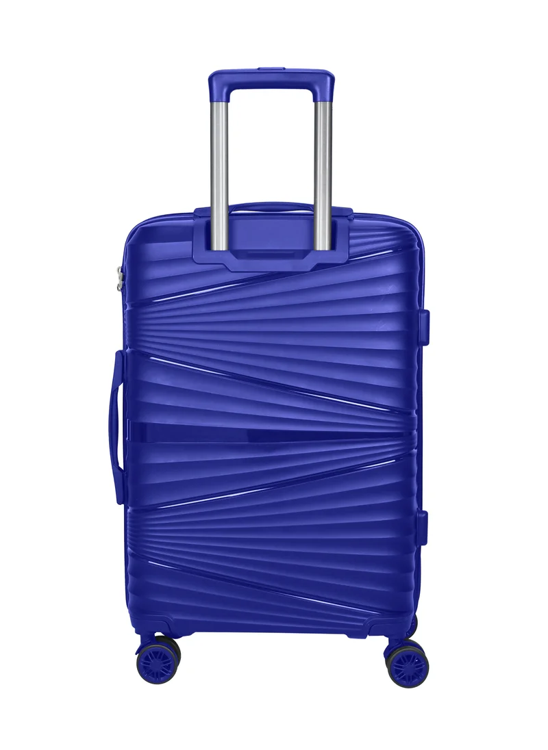 سيناتور Hard Case Medium Checked Luggage Trolley For Unisex Polypropylene Lightweight 4 Double Wheeled Suitcase With Built In TSA Type Lock Travel Bag KH1005 Blue