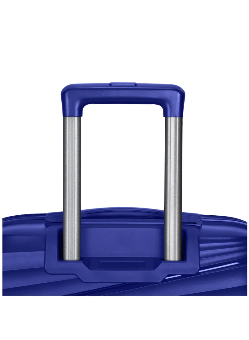 SENATOR Hard Case Medium Checked Luggage Trolley For Unisex Polypropylene Lightweight 4 Double Wheeled Suitcase With Built In TSA Type Lock Travel Bag KH1005 Blue