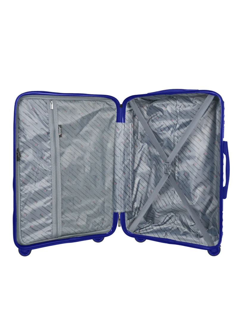 SENATOR Hard Case Medium Checked Luggage Trolley For Unisex Polypropylene Lightweight 4 Double Wheeled Suitcase With Built In TSA Type Lock Travel Bag KH1005 Blue
