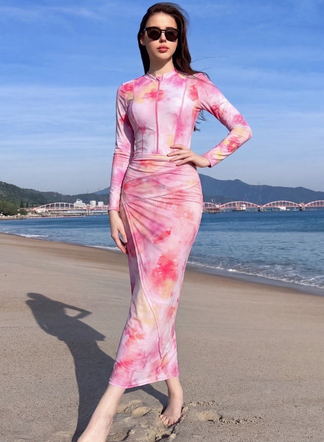 Fianser Burkini Swimwear 3-Piece Swimsuits Set Long Sleeve With Wrap Skirt Fashion Beachwear Sun UV Protection Diving Suit Surfing Suit Quick Dry Swimming Costume Chiffon Long Pants - Image 1