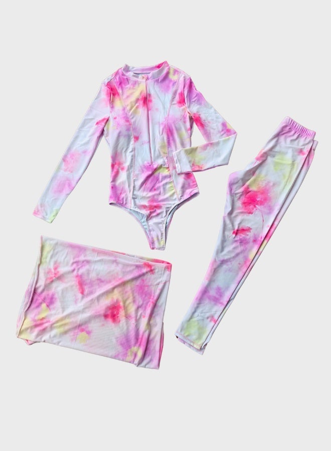 Fianser Burkini Swimwear 3-Piece Swimsuits Set Long Sleeve With Wrap Skirt Fashion Beachwear Sun UV Protection Diving Suit Surfing Suit Quick Dry Swimming Costume Chiffon Long Pants - Image 4