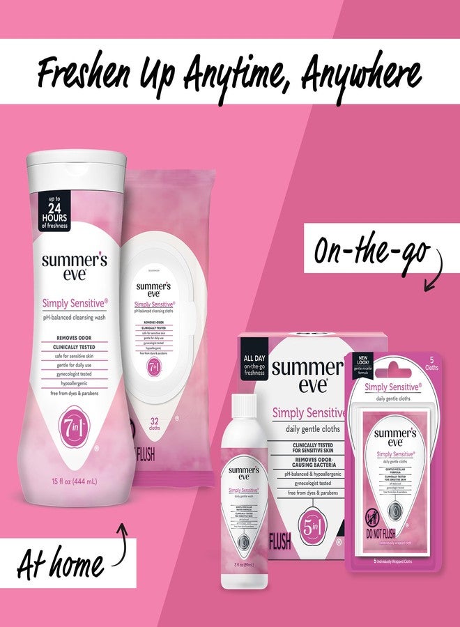 Summer's Eve Simply Sensitive Feminine Wipes, Gentle pH-Balanced Micellar Water Based Formula Helps Control Vaginal Odor, Individually Wrapped Wipes, 12 Count - Image 5