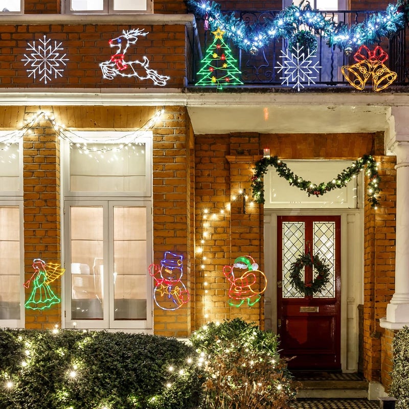 TRWYMZ Christmas Decorations - 16" Christmas Window Silhouette Lights - 4 Pack Colour Lighted Santa & Snowman & Snowflake & Christmas Tree for Holiday Indoor and Outdoor Wall Door Window Decorate - Image 5