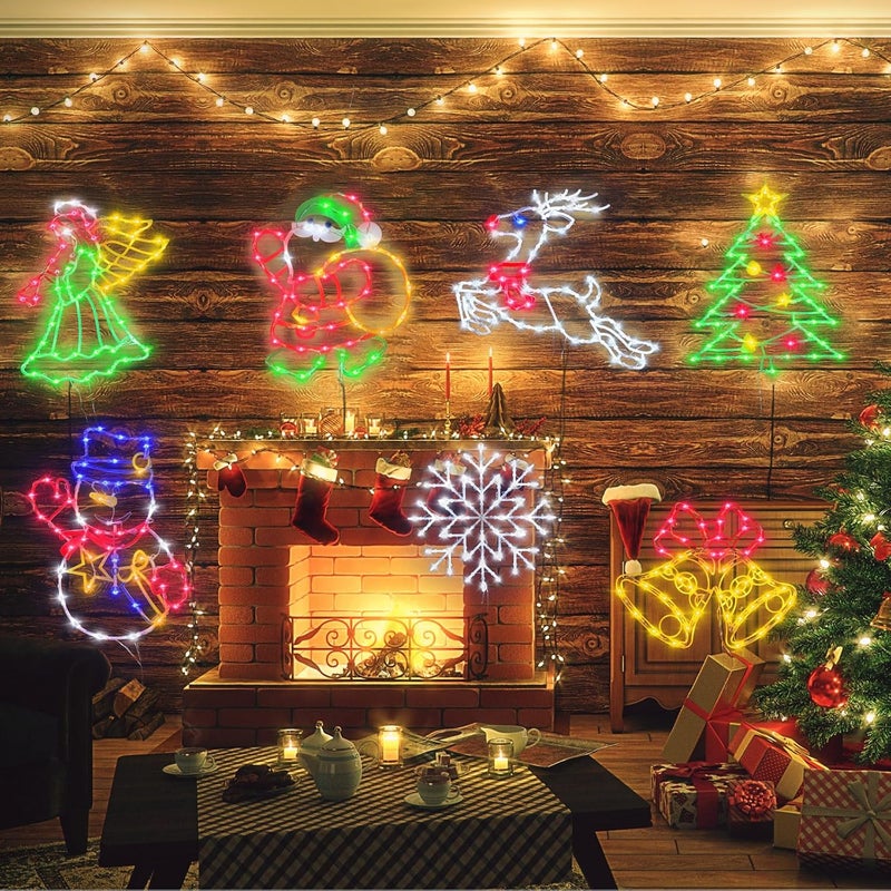 TRWYMZ Christmas Decorations - 16" Christmas Window Silhouette Lights - 4 Pack Colour Lighted Santa & Snowman & Snowflake & Christmas Tree for Holiday Indoor and Outdoor Wall Door Window Decorate - Image 4