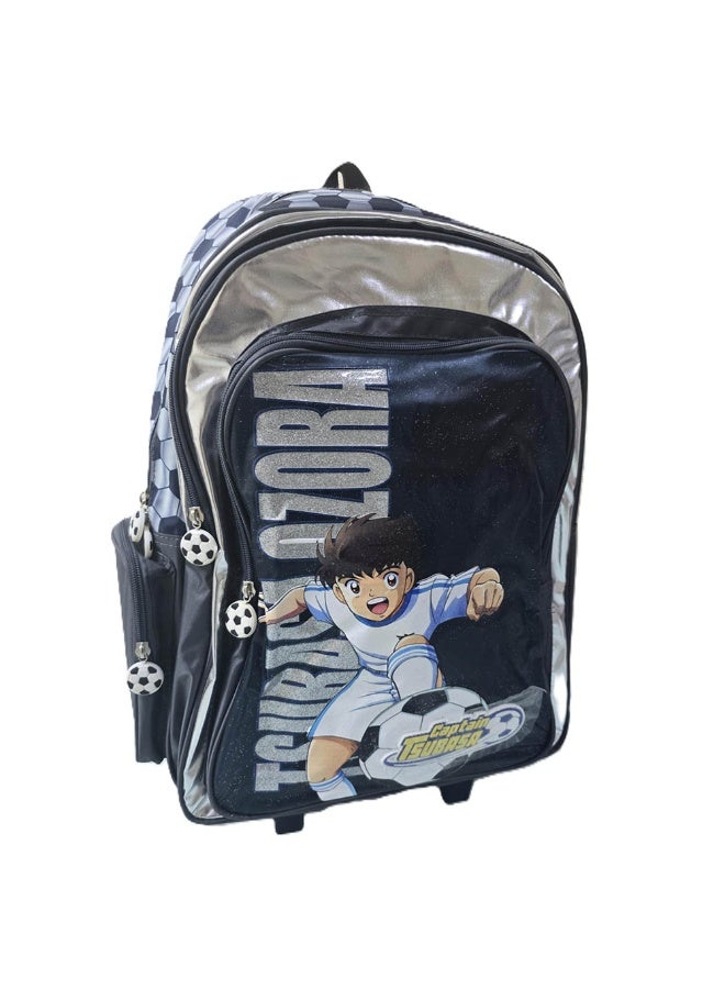 Captain Tsubasa Kids Trolley Backpack with Wheels â€“ Rolling School Bag for Boys Football Design Travel School Bag - Image 1