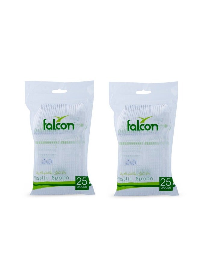 Falconpack Disposable Clear Plastic Table Spoon HD (2 Pack X 25 Pieces) - Image 1