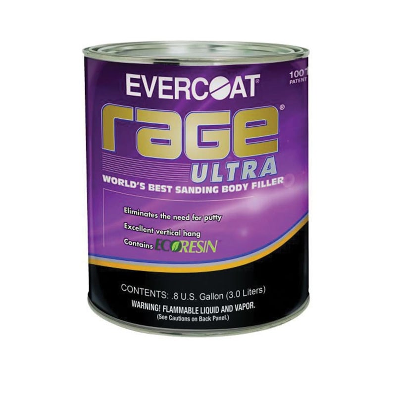 Evercoat Rage Ultra - Sanding Body Filler for Steel, Fiberglass, Aluminum and More - 128 Fl Oz