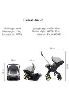 Cute Baby Baby Stroller Lightweight Foldable Multi-Function 4-In-1 Pushchair Two Way Pushable Newborn Baby Cradle Buggies Pram for Infant from Birth to 3 Years Old  - Image 3