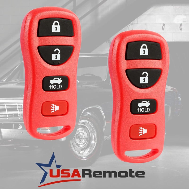 USARemote Key Fob Keyless Entry Remote fits Nissan Altima Maxima 350Z Armada Quest Sentra/Infiniti EX35 FX35 FX45 G35 I35 Q45 QX56 (KBRASTU15 Red), Set of 2 - Image 2