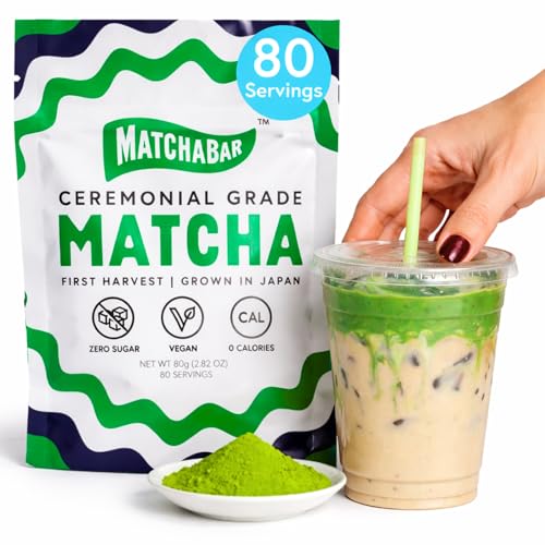 Matchabar Matcha Powder 80g  Ceremonial Grade Authentic Japanese Matcha Green Tea Powder  Matcha Green Tea Powder Harvested in Japan  Matcha Tea Powder Latte  Zero Sugar Vegan  0 Calories - Image 1