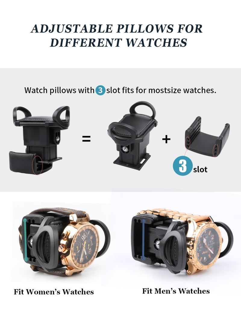 هومار كيت ملفاف ساعة أوتوماتيكي مزدوج - صندوق لفاف الساعة مع فتحة تخزين 8 ساعات، محرك ياباني هادئ، ضوء LED، وسائد ساعة قابلة للتعديل، محول تيار متردد - أسود - Image 5