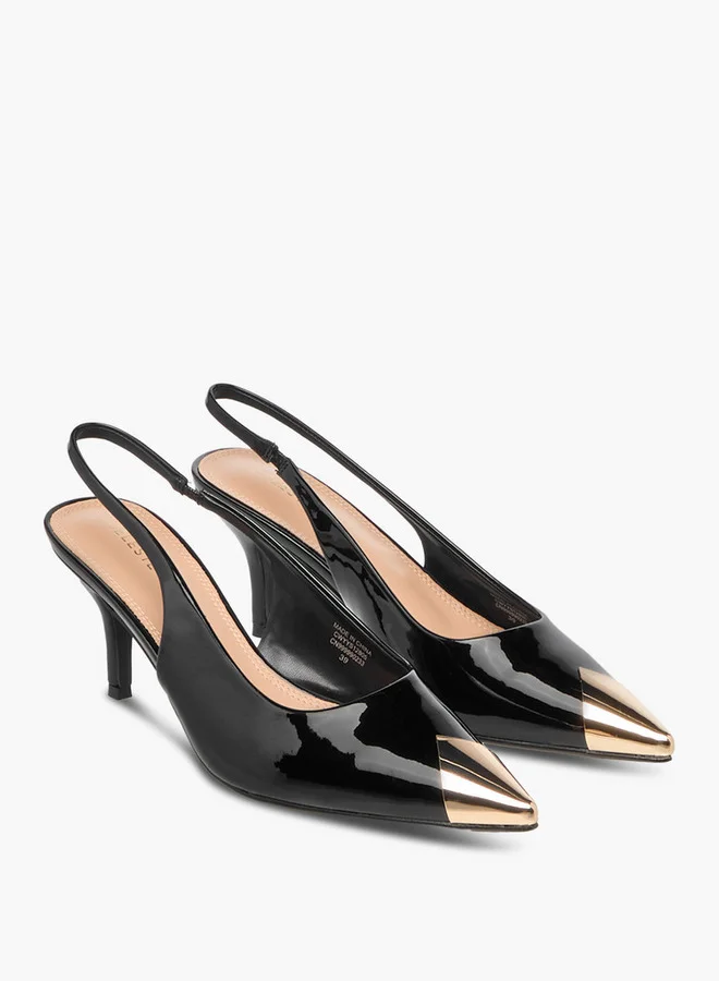 Celeste Women's Solid Pointed Toe Slingback Shoes with Stiletto Heels
