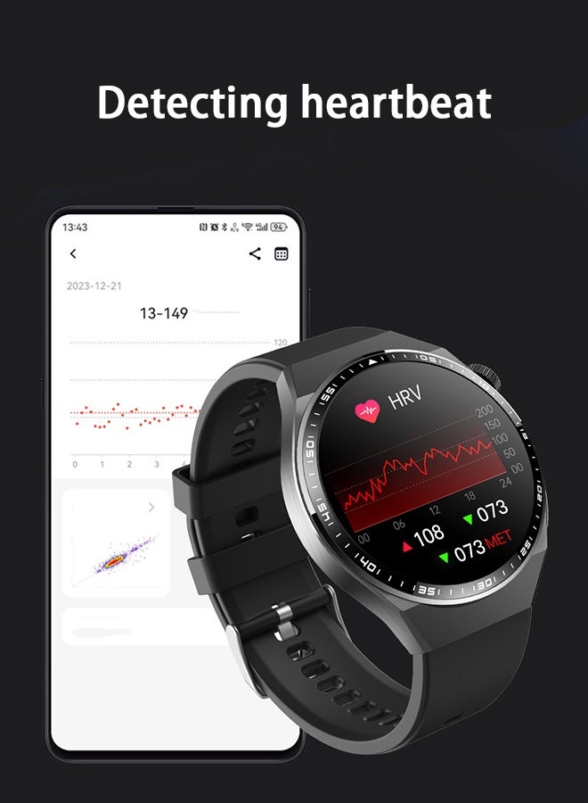 F800 Upgraded Medical Smart Watch: ECG + Glucose/Uric Acid/Lipids Monitor | Body Fat/Muscle/Water Analysis | 1.55" Arabic Display | Blood Oxygen | 150+ Sports Modes | Free Leather Strap (Black/Brown)  - Image 5