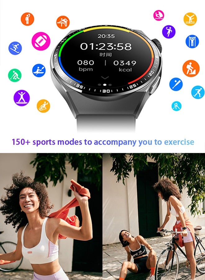 F800 Upgraded Medical Smart Watch: ECG + Glucose/Uric Acid/Lipids Monitor | Body Fat/Muscle/Water Analysis | 1.55" Arabic Display | Blood Oxygen | 150+ Sports Modes | Free Leather Strap (Black/Brown)