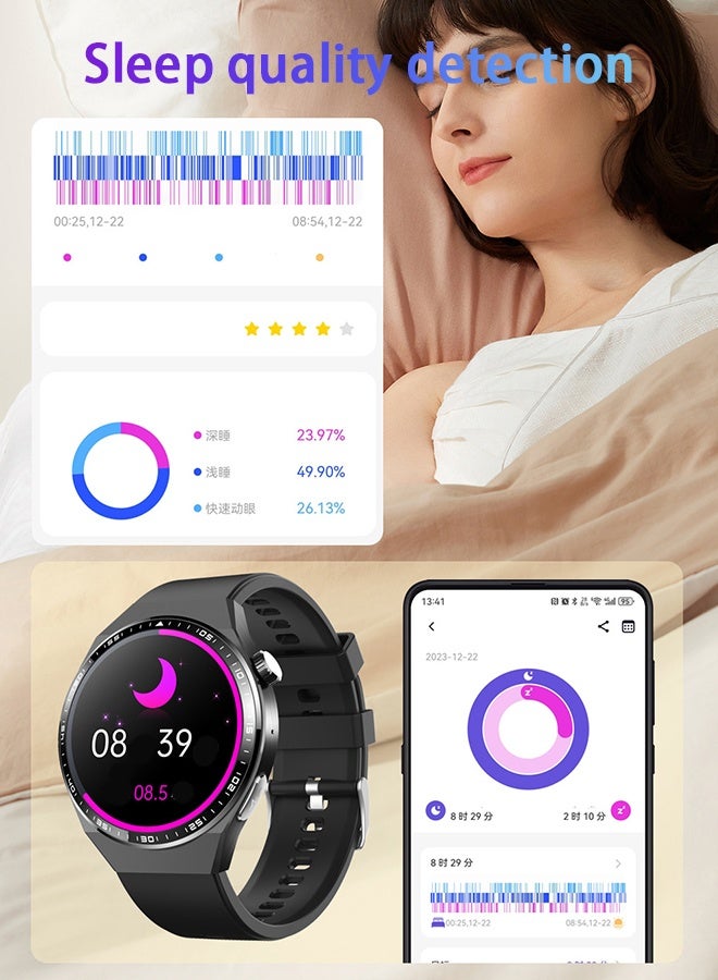 F800 Upgraded Medical Smart Watch: ECG + Glucose/Uric Acid/Lipids Monitor | Body Fat/Muscle/Water Analysis | 1.55" Arabic Display | Blood Oxygen | 150+ Sports Modes | Free Leather Strap (Black/Brown)