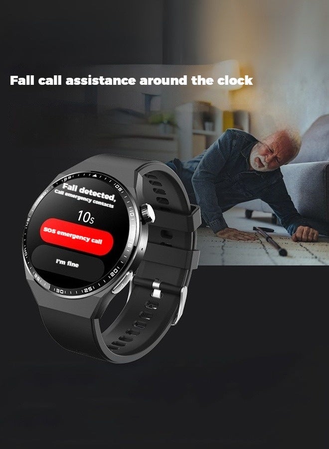 F800 Upgraded Medical Smart Watch: ECG + Glucose/Uric Acid/Lipids Monitor | Body Fat/Muscle/Water Analysis | 1.55" Arabic Display | Blood Oxygen | 150+ Sports Modes | Free Leather Strap (Black/Brown)