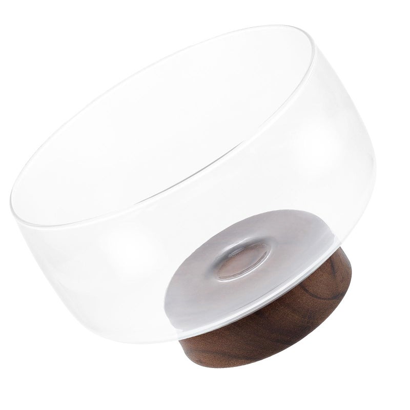 Modern 3500ml Glass Fruit Bowl with Solid Wood Pedestal for Kitchen Dining Entertaining - Image 2