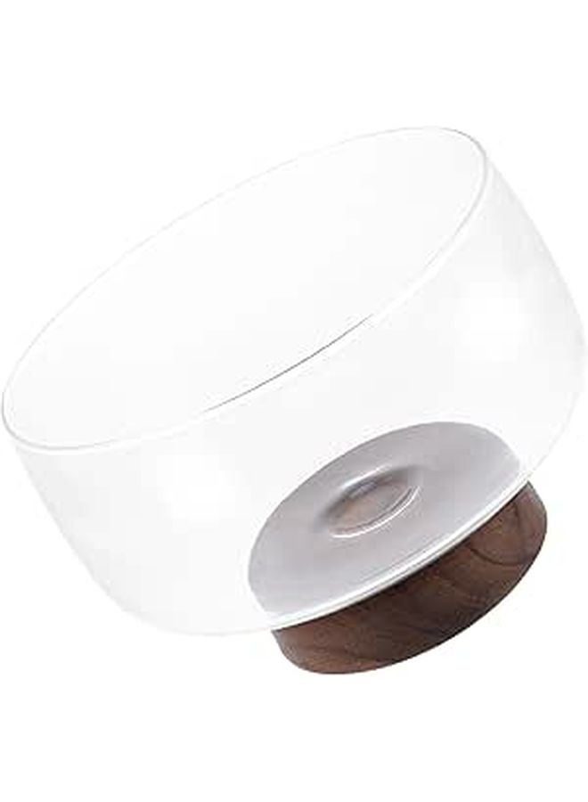 Modern 3500ml Glass Fruit Bowl with Solid Wood Pedestal for Kitchen Dining Entertaining - Image 1