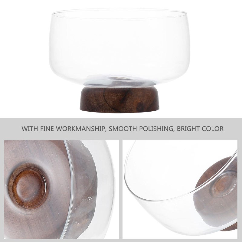 Modern 3500ml Glass Fruit Bowl with Solid Wood Pedestal for Kitchen Dining Entertaining - Image 4