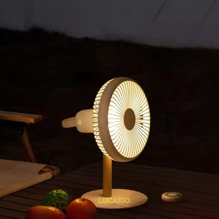 Lucario Lucario Ceiling Fan Camping Fan with Led Light for Dorm Lanyard Mini USB Fan 3 Speed Levels Small Table Fan 360 Rotating Head Quiet Operation Ideal for Office Home and Outdoor Use WHITE - Image 4
