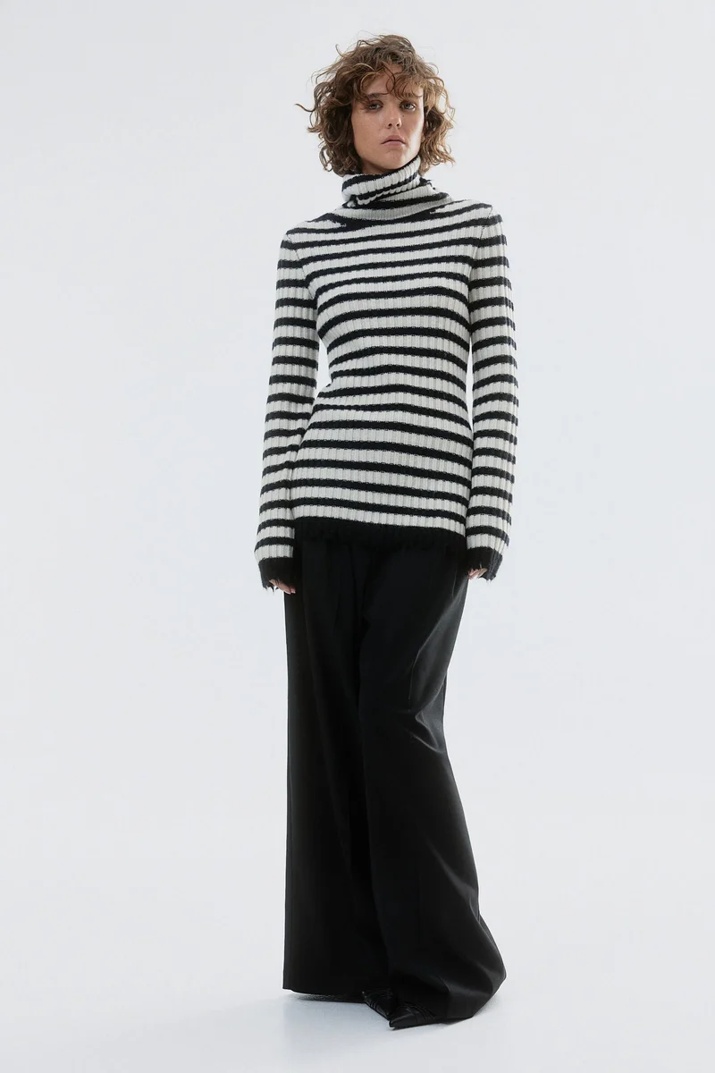 H&M Rib-Knit Polo-Neck Wool Jumper