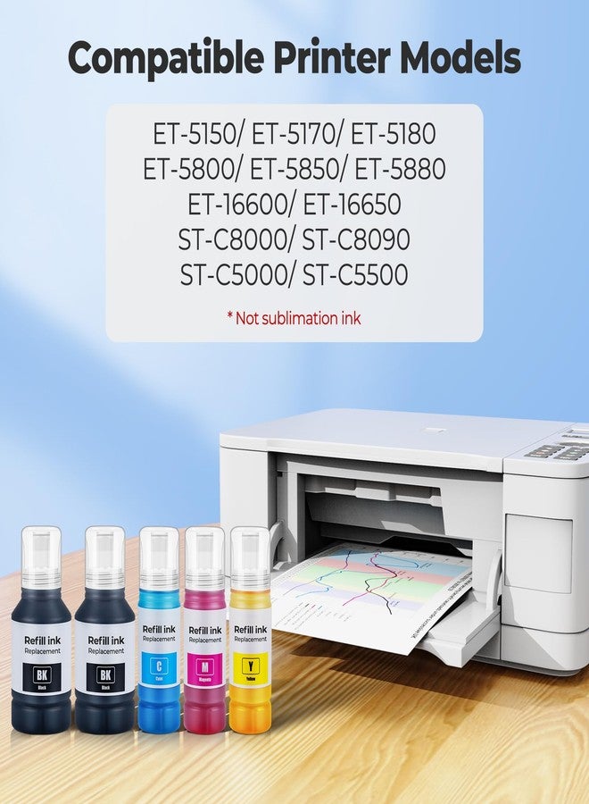 تور كولور ٥٤٢ عبوة إعادة تعبئة حبر متوافقة مع طابعات Eco tank Pro ET-5150 ET-5170 ET-5170 ET-16650 ET-5800 ST-C8000 (عبوة من ٥ قطع) - Image 2