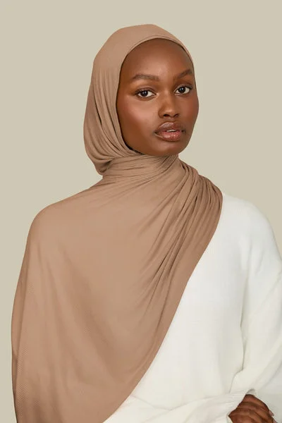 سيلكروز حجاب من قماش الخيزران المضلع بلون البيكان المصقول عادي