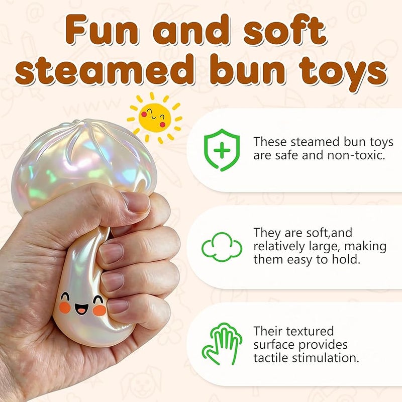 hepanio Glitter Dumpling Squishy,Dumpling Squishies,Glitter Dumpling Mystery Box,Colorful Dumpling Stress Balls Fidget,Jumbo Squishy Toy with Steamer Box Suitable for Adult use in Offices (Glitter Blue) - Image 5