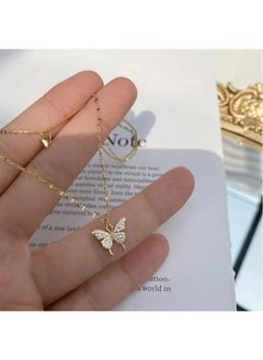 202 New Double-layer Butterfly Sterling Silver Necklace For Women Niche Design High-grade Clavicle Chain Jewelry Pendant