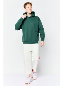 Adidas Men Sportswear Fit Brand Logo Long Sleeve Outdoor Hoodie, Green  - Image 3