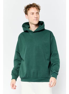 Adidas Men Sportswear Fit Brand Logo Long Sleeve Outdoor Hoodie, Green  - Image 1