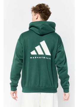 Adidas Men Sportswear Fit Brand Logo Long Sleeve Outdoor Hoodie, Green  - Image 2