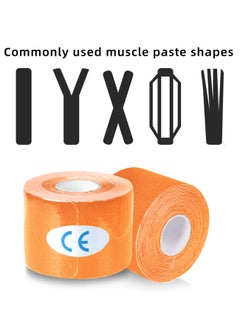 FLYROAD Kinesiology Tape, 1 roll of 5 meters of breathable cotton sports tape for ankle, knee pain, elbow and shoulder muscles, (orange color)  - Image 2