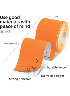 FLYROAD Kinesiology Tape, 1 roll of 5 meters of breathable cotton sports tape for ankle, knee pain, elbow and shoulder muscles, (orange color)  - Image 3