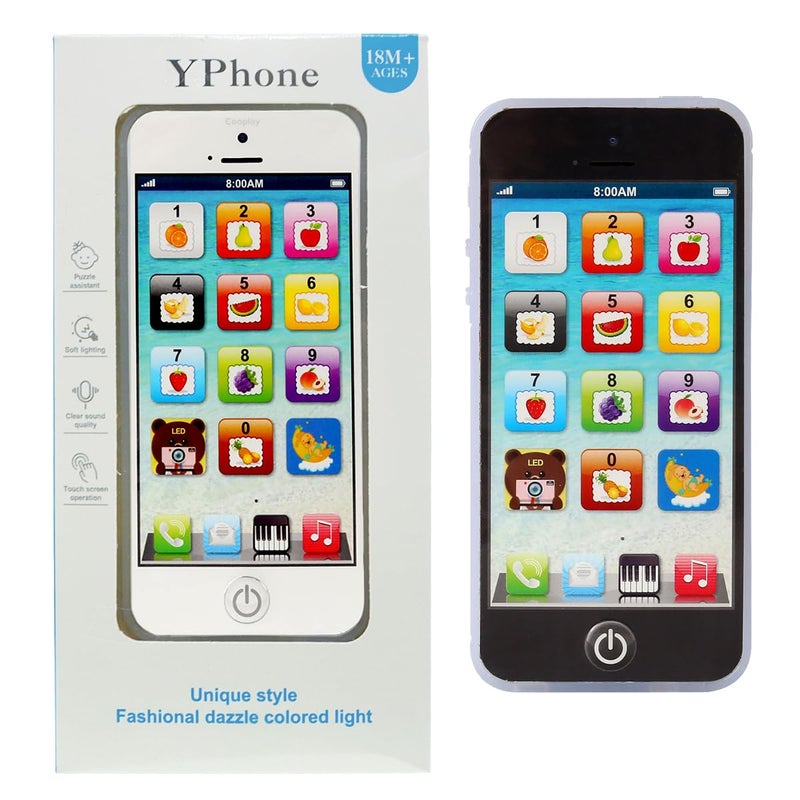 Cooplay Black Yphone YPhone Phone Toy Play Music Learning English Educational Cell Phone Mobile Prize for Baby Kids Children - Image 2