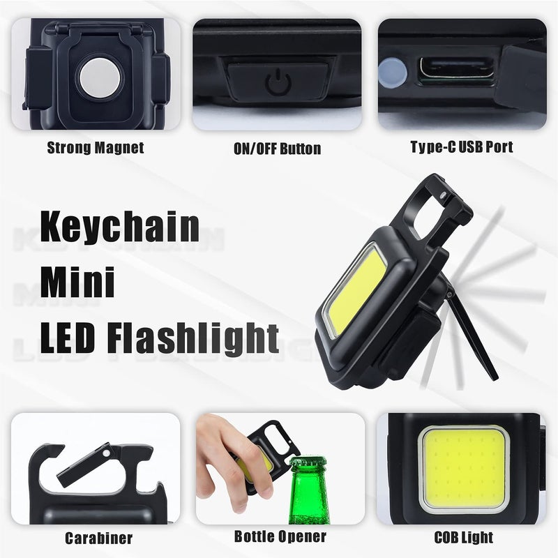 Welofy Welofy Keychain Flashlight with Bottle Opener Magnetic Based and Folding Bracket Mini Flashlight 1000 Lumens Rechargeable LED Light Cool White with 4 Modes Multifunctional Pocket Light  - Image 2