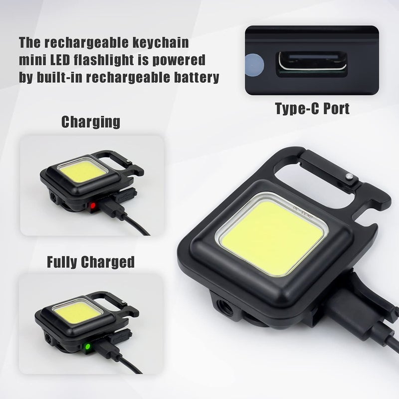Welofy Welofy Keychain Flashlight with Bottle Opener Magnetic Based and Folding Bracket Mini Flashlight 1000 Lumens Rechargeable LED Light Cool White with 4 Modes Multifunctional Pocket Light  - Image 3