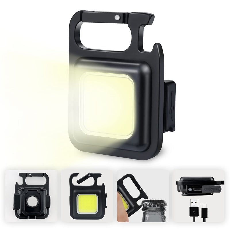 Welofy Welofy Keychain Flashlight with Bottle Opener Magnetic Based and Folding Bracket Mini Flashlight 1000 Lumens Rechargeable LED Light Cool White with 4 Modes Multifunctional Pocket Light  - Image 1