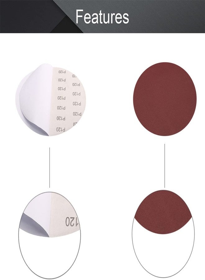 Heyiarbeit 5pcs 10" 250mm Sanding Discs 120 Grits Self Stick Adhesive Back Aluminum Oxide Sandpaper - Image 4