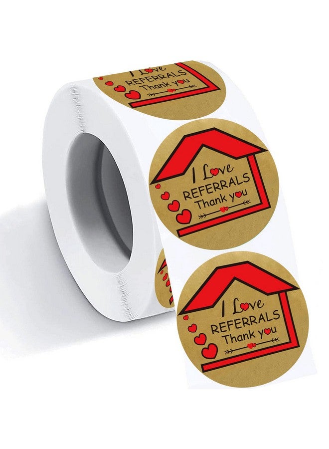 wootile I Love Referrals Stickers 1.5 House Shaped Real Estate Stickers Thank You Labels- Kraft Real Estate Agents And Sales Realtor Supplies 500 Small Business Mailer Seal Stickers Round Adhesive Labels  - Image 1