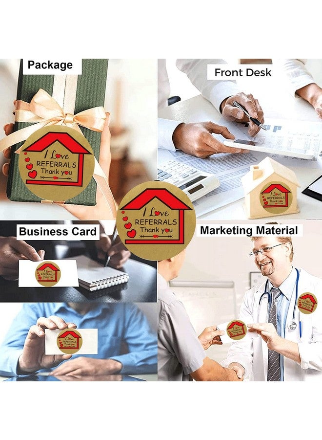 wootile I Love Referrals Stickers 1.5 House Shaped Real Estate Stickers Thank You Labels- Kraft Real Estate Agents And Sales Realtor Supplies 500 Small Business Mailer Seal Stickers Round Adhesive Labels  - Image 4