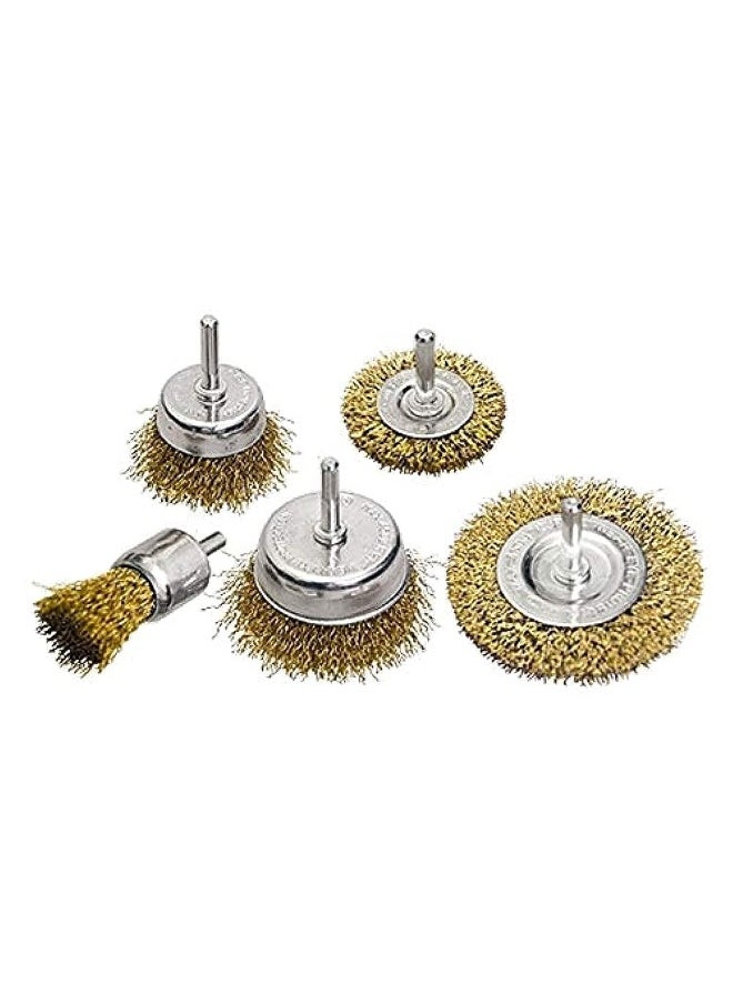 MTX Drill Brushes Set 5 Pieces . 2 Flat 50-75 Mm 3 'Cups' 25-50-75 Mm With Pins 