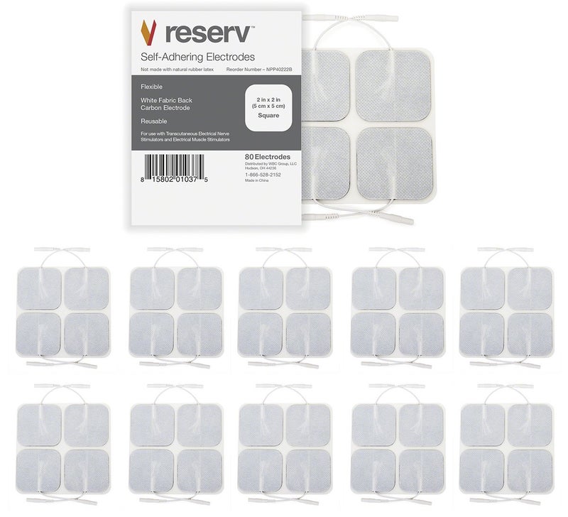 Reserv reserv 2 x 2 Premium ReUsable Self Adhesive Electrode Pads for TENSEMS Unit Fabric Backed Pads with Premium Gel Latex Free 2 Pack 80 electrodes