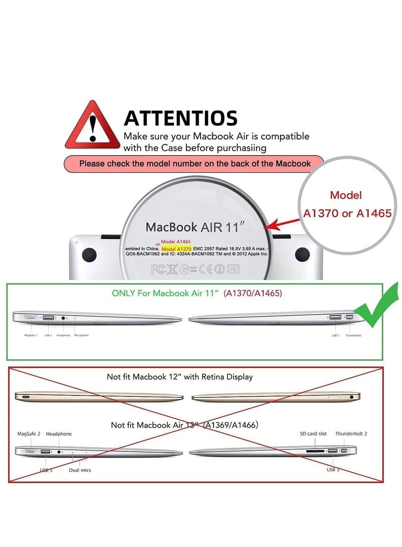 Plastic Hard Case Cover Laptop Hard Shell Compatible with MacBook Air 11 Inch (Models: A1370 and A1465) (Black) - Image 2