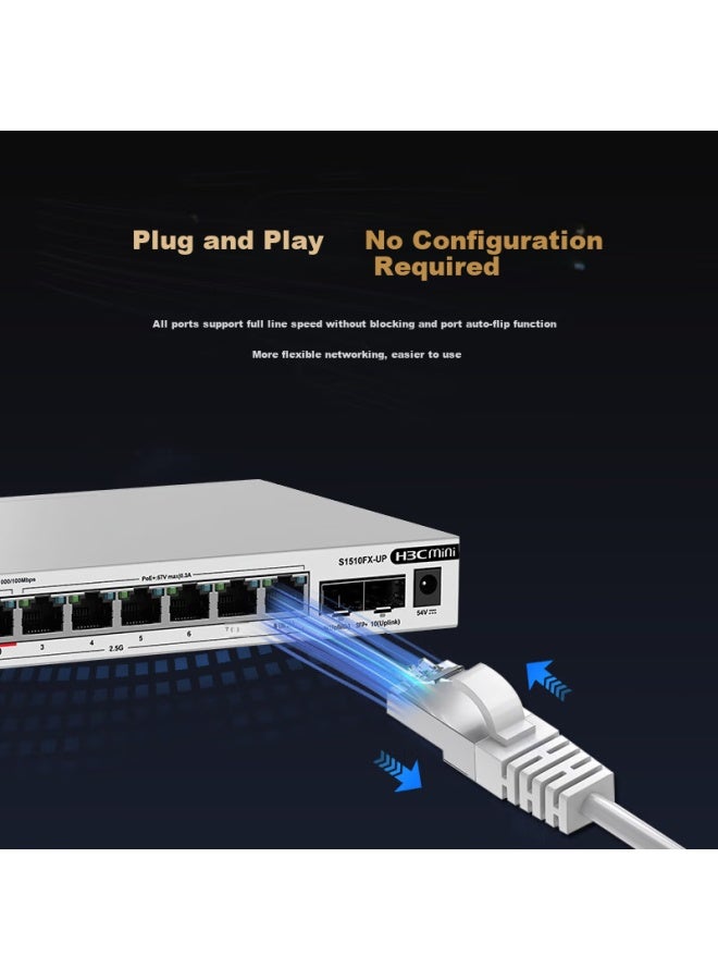 H3c S1510fx-up 2.5g Poe Switch 8 Ports 2.5g Ethernet Ports + 2 10g Sfp+ Ports Wifi 7 Compatible Support Port Aggregation Network Hub Splitter - Image 2