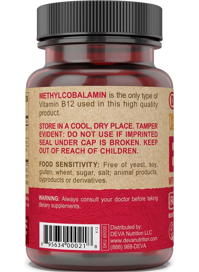 Deva Vegan Vitamin B12 Fast Dissolve Supplement - Once-Per-Day Complex with 1000 Mcg Methylcobalamin B12, Folic Acid, B6 - Lemon Flavor - 90 Dissolvable Tablets, - Image 4